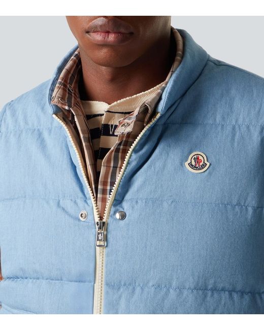 Moncler Blue Heceta Denim Down Vest for men
