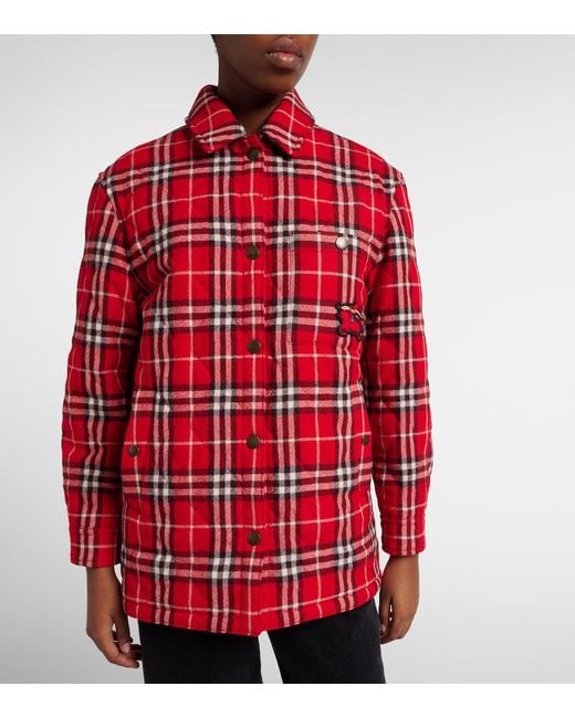 Burberry Red Check Wool Overshirt