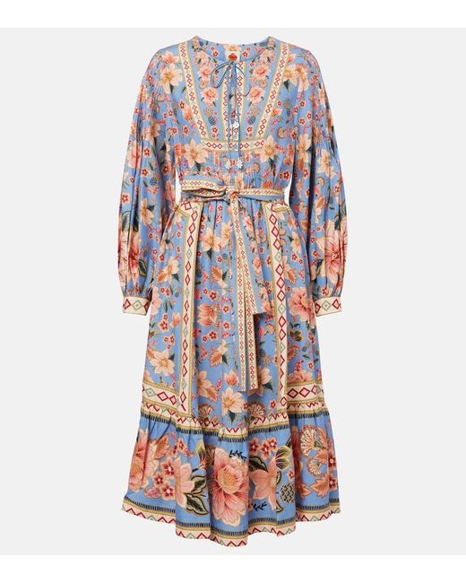 Farm Rio Multicolor Superbloom Tapestry Printed Midi Dress