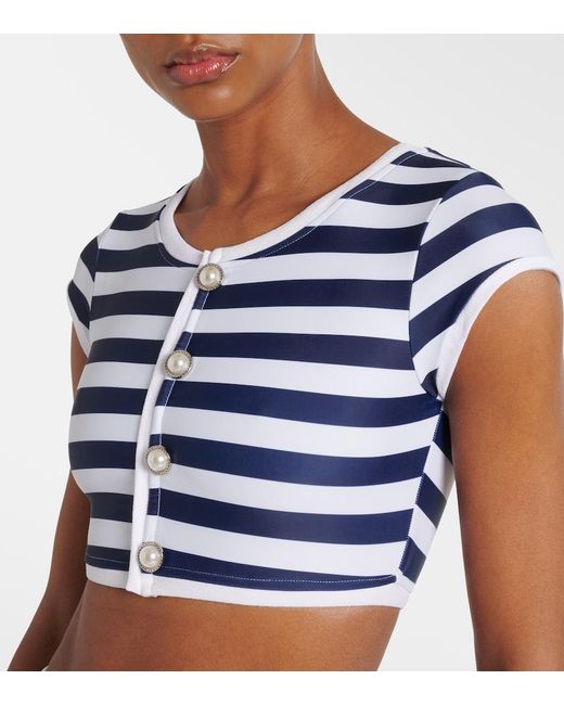 SAME Blue Grace Striped Bikini Top