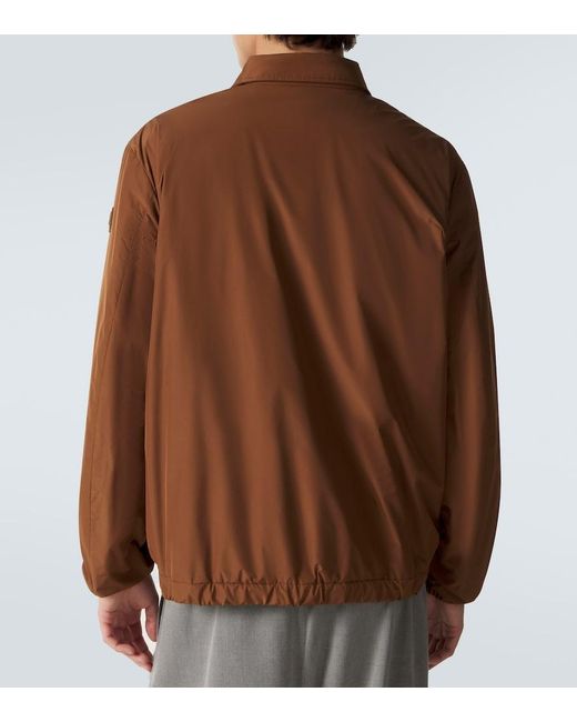 Moncler Brown Socot Leather-Trimmed Blouson Jacket for men