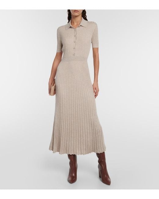 Gabriela Hearst Natural Amor Silk And Cashmere Midi Dress