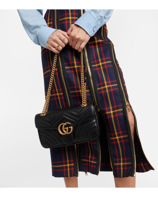 Gucci GG Marmont Leather Shoulder Bag in Black | Lyst UK