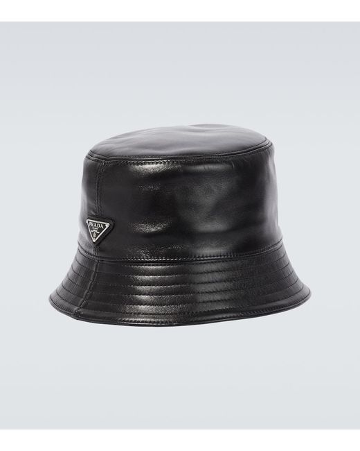 Sombrero de pescador de piel Prada de hombre de color Black