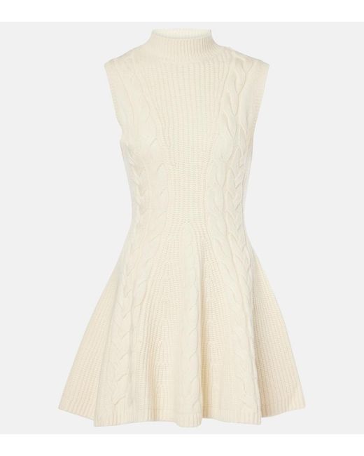 Staud Natural Charade Cable-Knit Wool-Blend Minidress