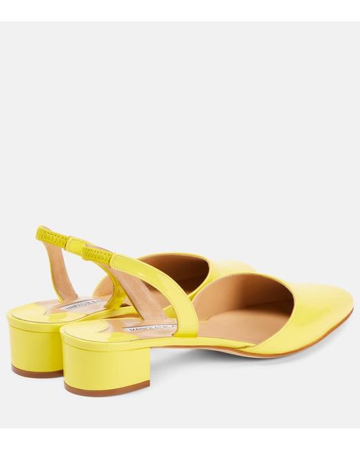 Manolo Blahnik Yellow Aspro 30 Patent Leather Slingback Pumps