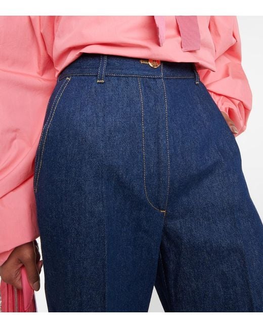 Patou Blue Mid-rise Wide-leg Jeans