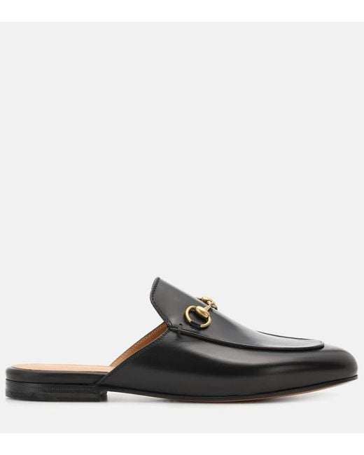Chaussons De Ville En Cuir À Mors De Cheval Princetown Gucci en coloris Black
