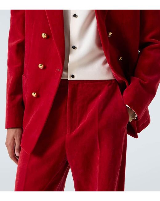Valentino Weite Hose Aus Samt in Red für Herren