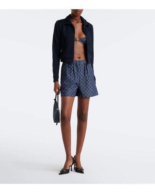 Gucci Blue Gg Denim Shorts