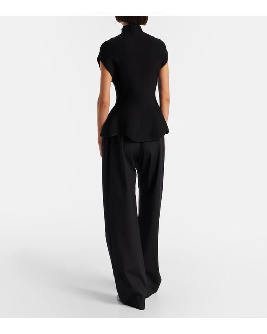 Khaite Black Rohen Virgin Wool Wide-Leg Pants