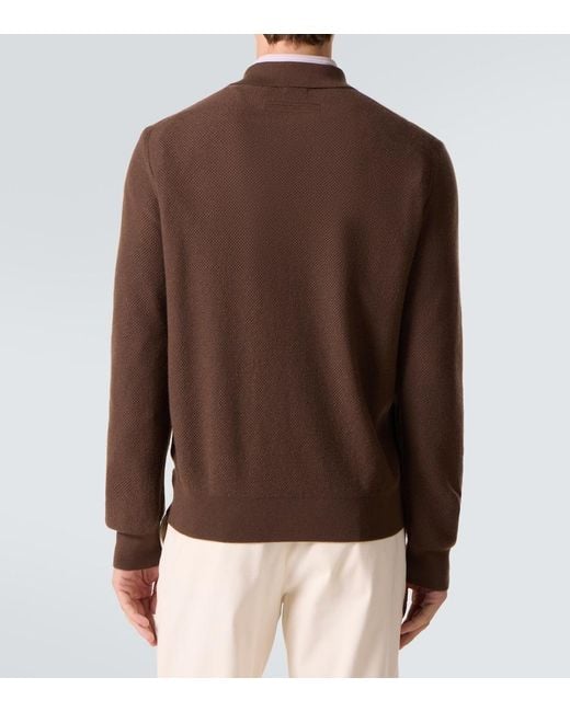 Zegna Brown Cashmere Half-Zip Sweater for men