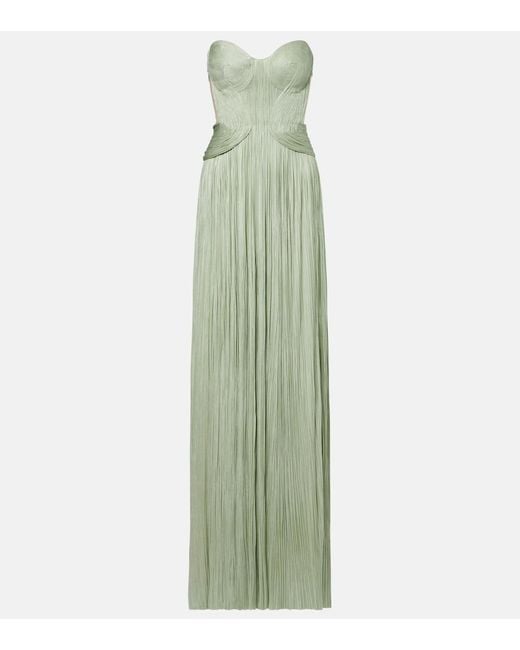 Maria Lucia Hohan Green Kamina Cutout Silk Tulle Bustier Gown
