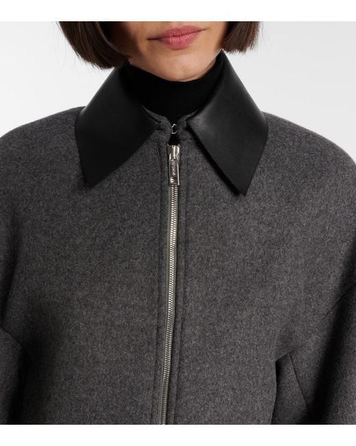 Sportmax Gray Vacuo Cropped Virgin Wool Jacket