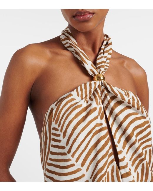 ViX Metallic Aster Printed Halterneck Minidress