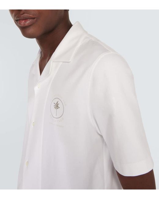 Camicia in cotone con ricamo di Brunello Cucinelli in White da Uomo
