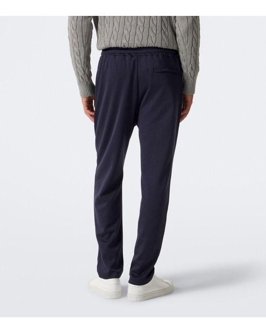 Eleventy Blue Silk And Cotton-Blend Sweatpants for men