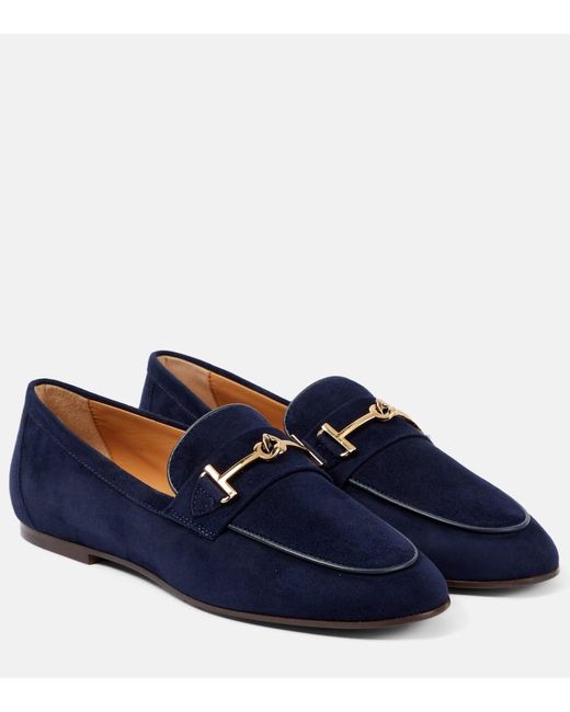 Tod's Blue Suede Loafers