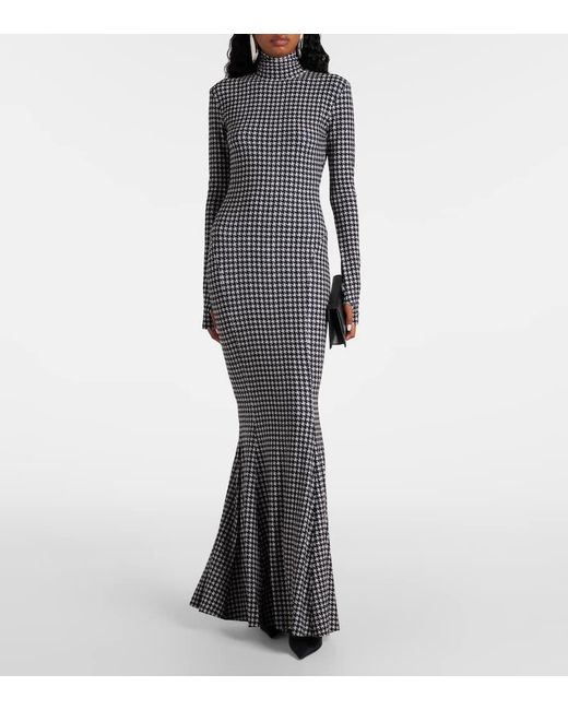 Norma Kamali Gray Houndstooth Gown