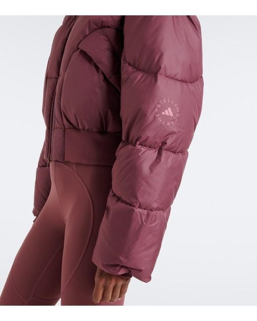 Adidas By Stella McCartney Red Cropped Puffer Jacket