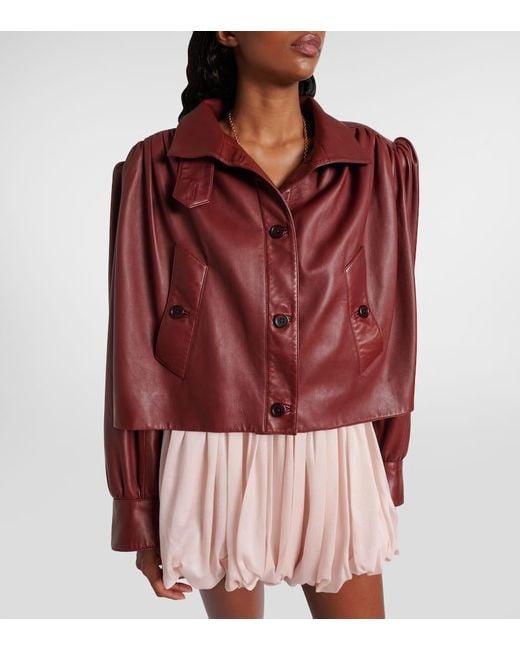 Chloé Red Cropped Leather Jacket