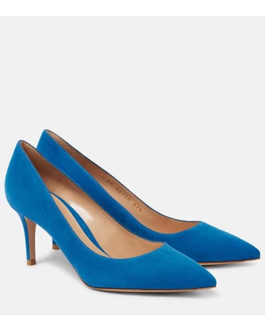 Gianvito Rossi Blue Gianvito 70 Suede Pumps
