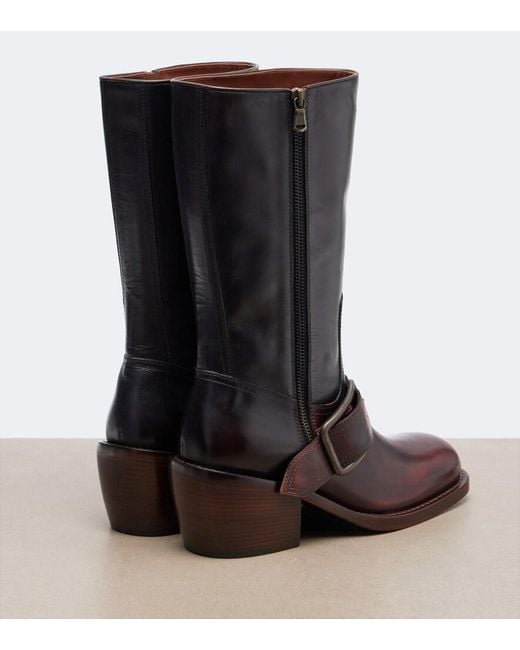 Dries Van Noten Brown Leather Biker Boots