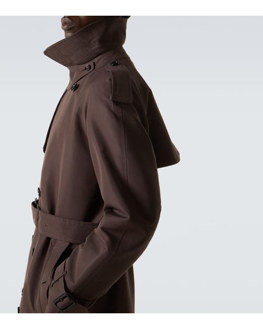 Burberry Brown Check Silk And Cotton Trench Coat for men