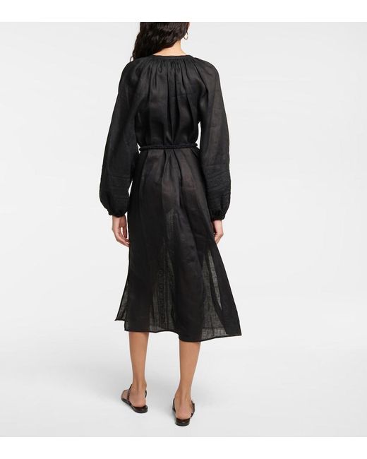 Tory Burch Black Embroidered Linen Kaftan