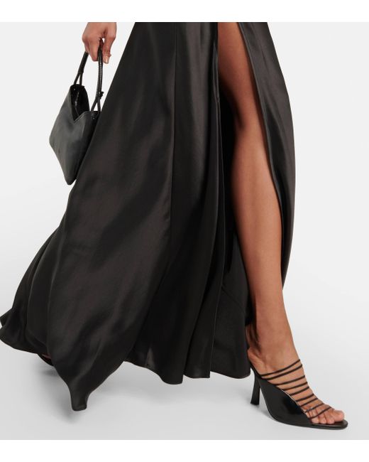 Staud Black Satin Slip Maxi Dress