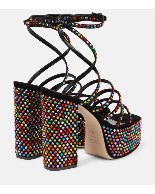 Paris Texas Black Holly Evita Embellished Leather Sandals