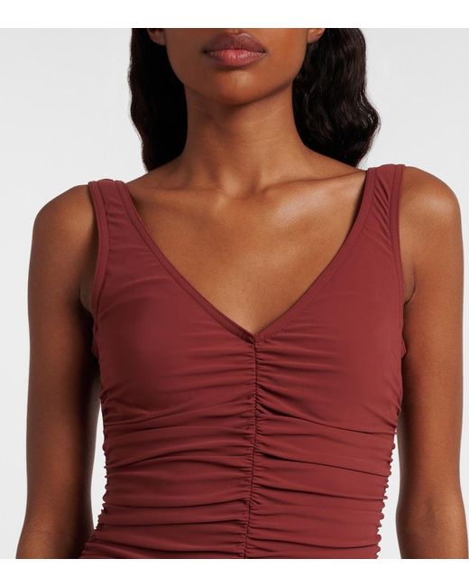Karla Colletto Red Basics Ruched Swimsuit