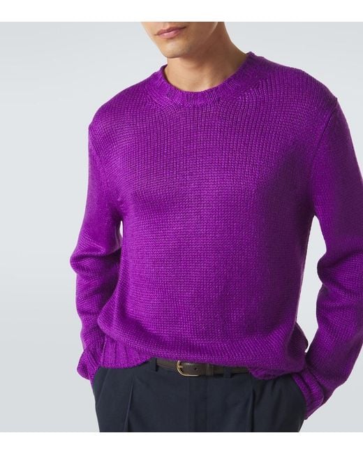 Saman Amel Pullover Gio Aus Seide in Purple für Herren