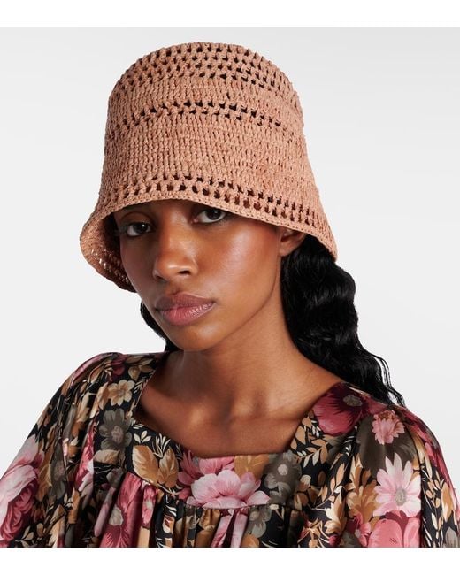 Chloé Brown Sunset Raffia Bucket Hat