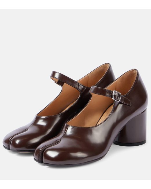 Maison Margiela Brown Tabi Leather Mary Jane Pumps