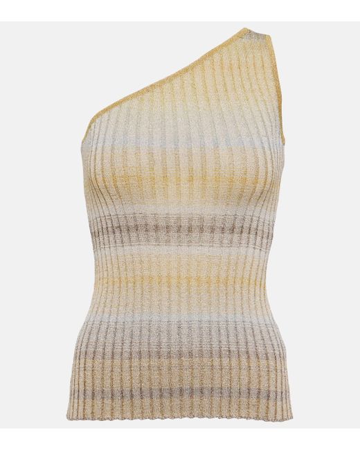 Missoni Multicolor One-shoulder Ribbed-knit Lame Top