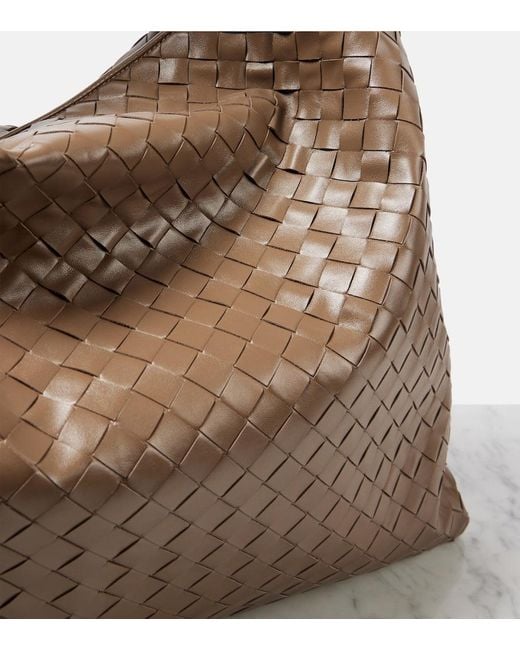 Bottega Veneta Brown Hop Large Intrecciato Leather Shoulder Bag