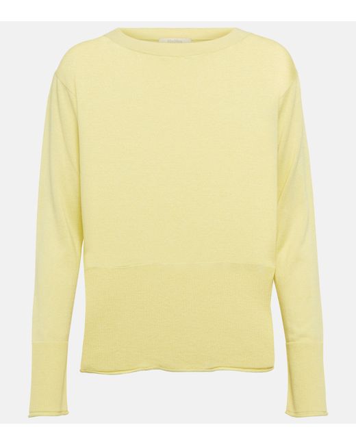 Max Mara Palio Silk And Cotton Sweater in Yellow | Lyst