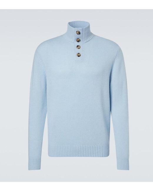 Allude Blue Wool And Cashmere Turtleneck Sweater for men