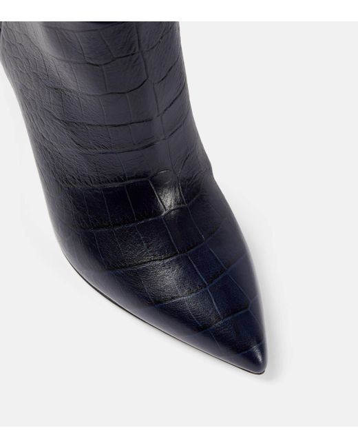 Paris Texas Black Croc-effect Leather Knee-high Boots