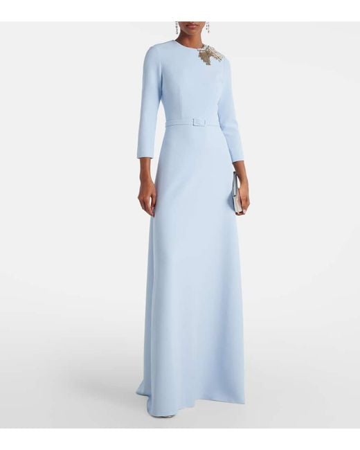 Safiyaa Blue Verzierte Robe Aus Crepe