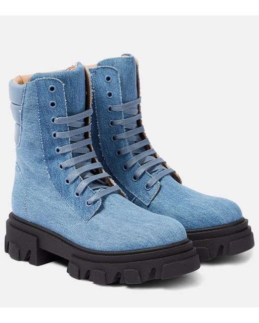 Gia Borghini Blue Gia 35 Denim Combat Boots