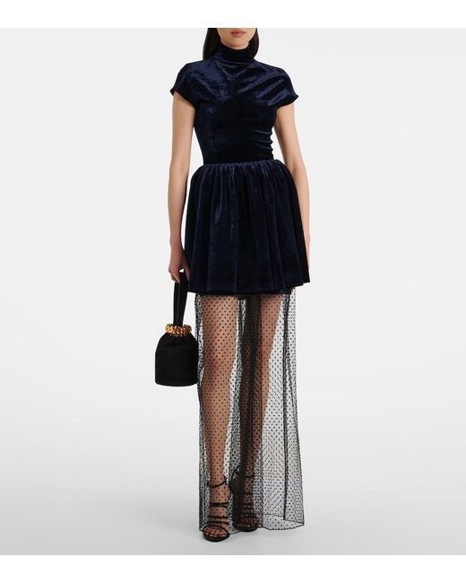 Alaïa Black Polka-Dot Mesh Wide-Leg Pants