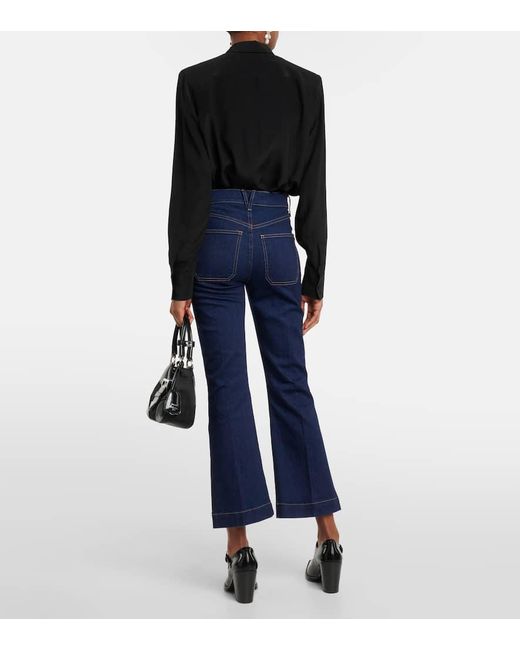 Veronica Beard Blue Cropped Flared Jeans Carson