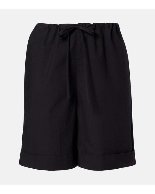 The Row Black Emiliano Cotton Shorts