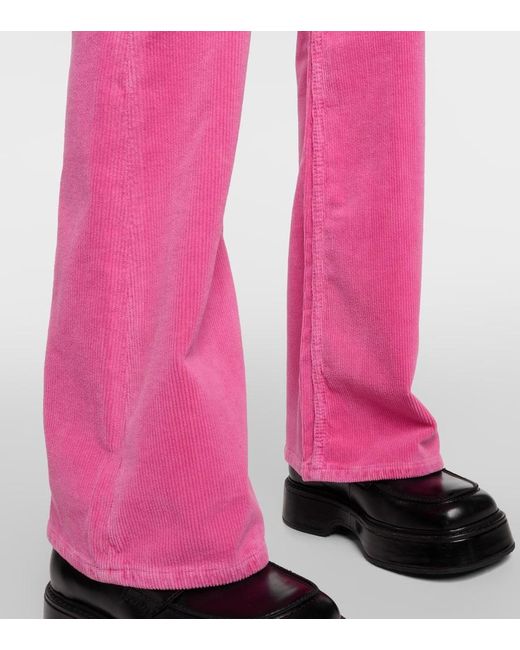 Ganni Pink Schlaghose aus Baumwoll-Cord