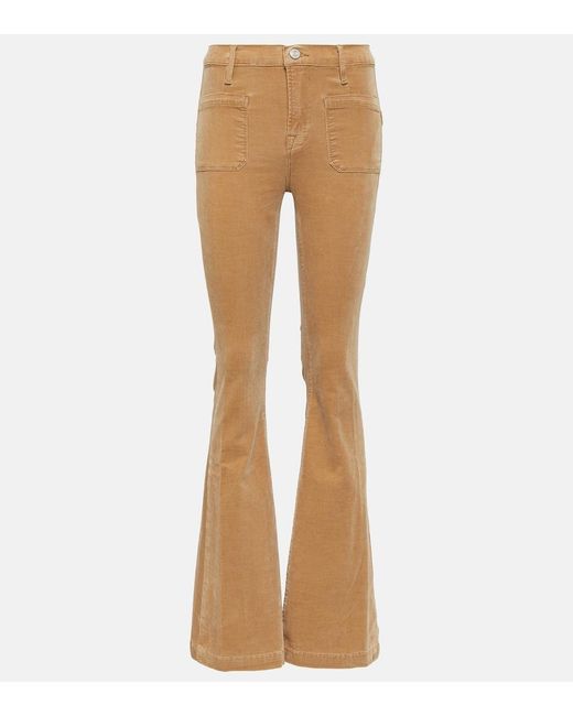FRAME Brown Le Bardot Mid-Rise Corduroy Flared Pants