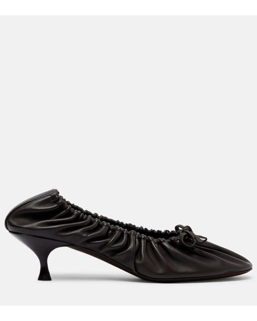 Herbert Levine Black Gather Around Ruched Leather Pumps
