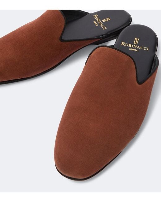 Rubinacci Brown Suede Slippers for men