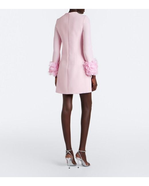 Safiyaa Pink Reffie Floral-Applique Crepe Minidress